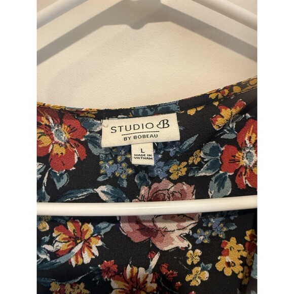 Studio B By Bobeau Dress L  Floral True Wrap Side Tie Career - Picture 2 of 3